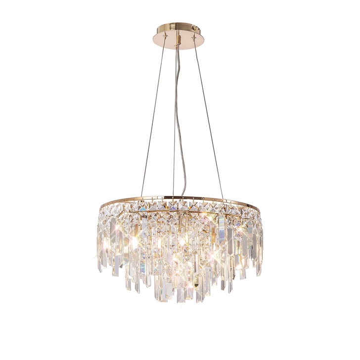 Diyas Maddison French Gold 6 Light Round Crystal Pendant - IL31814