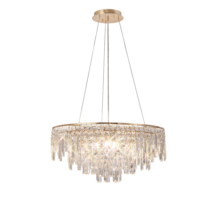 Diyas Maddison French Gold 8 Light Round Crystal Pendant - IL31816