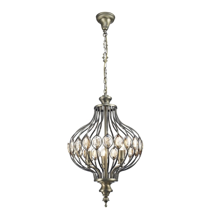 Diyas Marisa IL31571 Antique Brass 3 Light Crystal Pendant