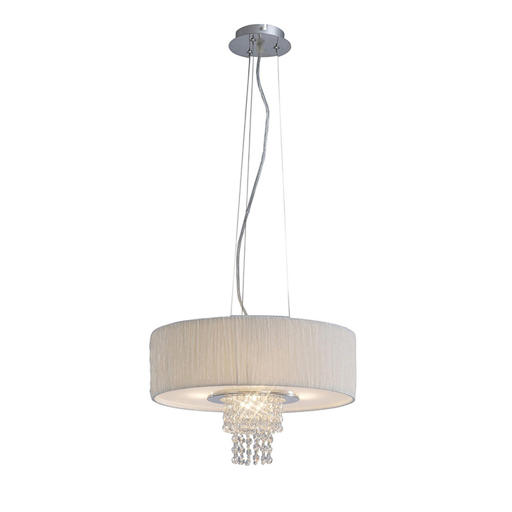 Diyas Nerissa IL30272/WH Polished Chrome 4 Light Crystal Pendant Complete With White Shade