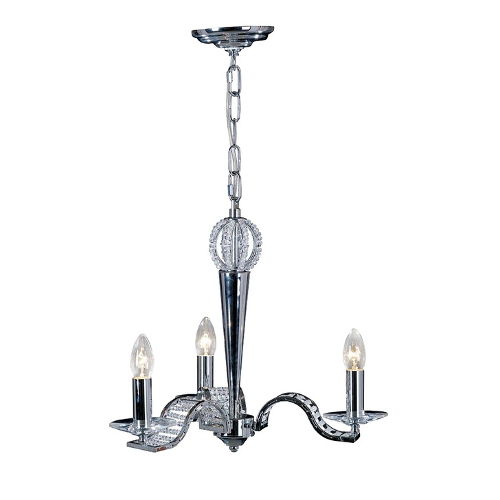 Diyas Niobe IL30343 Polished Chrome 3 Light Crystal Chandelier