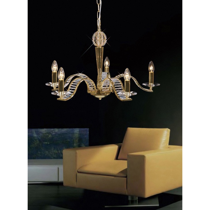 Diyas Niobe IL30445 French Gold 5 Light Crystal Chandelier