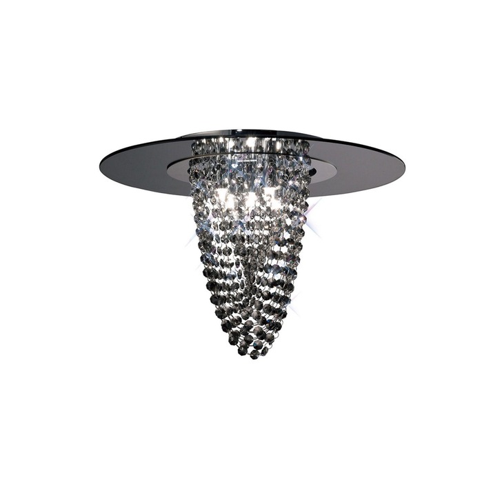 Diyas Oberon IL31461 Polished Chrome/Smoked Mirror 5 Light Flush Crystal Ceiling Light