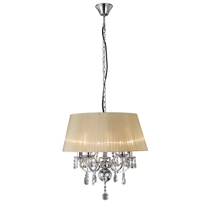 Diyas Olivia IL30045/SB Polished Chrome 5 Light Crystal Pendant Complete With Soft Bronze Shade