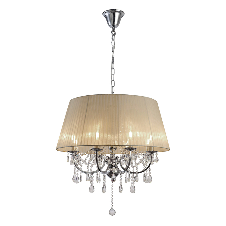 Diyas Olivia IL30056/SB Polished Chrome 8 Light Crystal Pendant Complete With Soft Bronze Shade