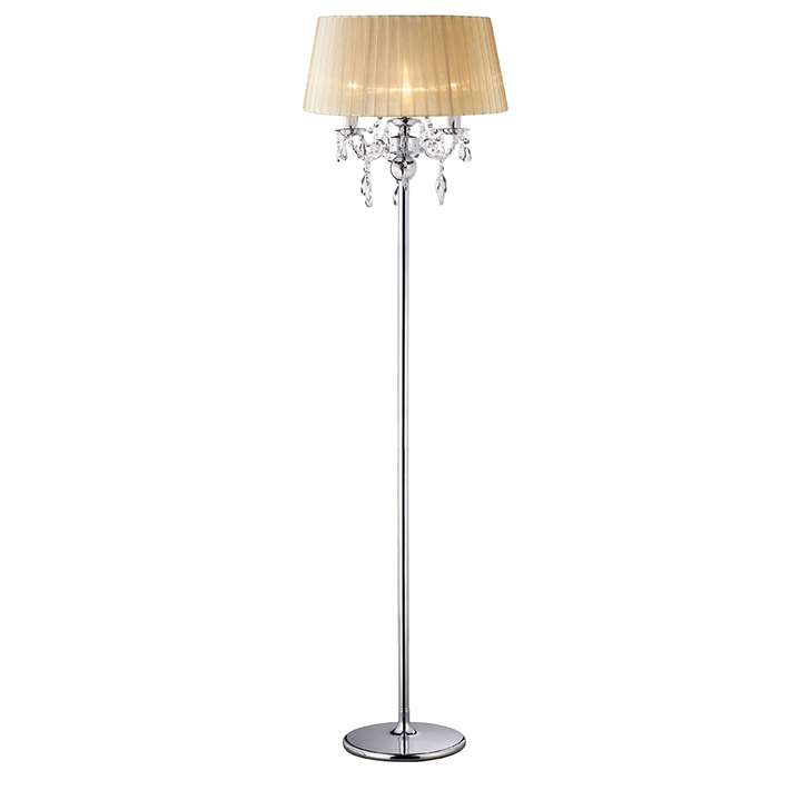 Diyas Olivia IL30063/SB Polished Chrome 3 Light Crystal Floor Lamp Complete With Soft Bronze Shade