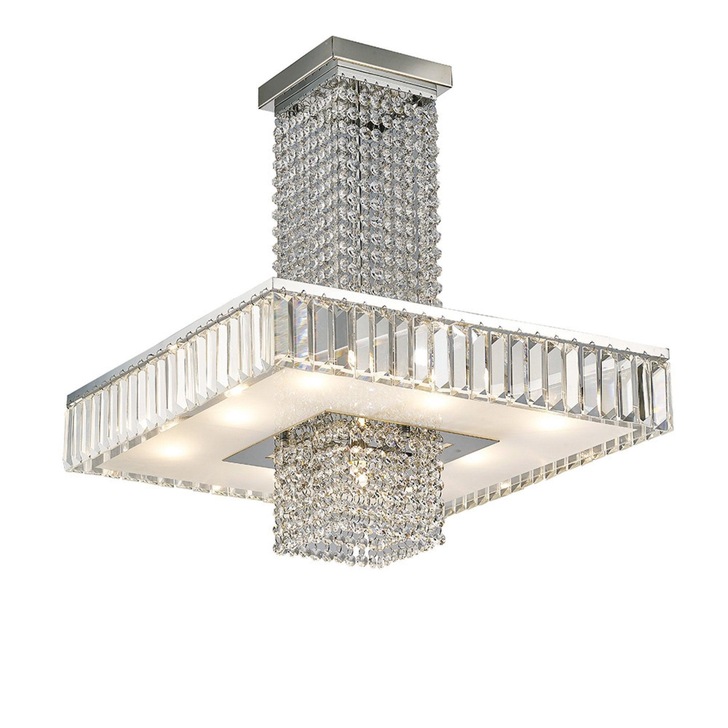 Diyas Ophelia IL31551 Polished Chrome 8 Light Semi Flush Crystal Ceiling Light