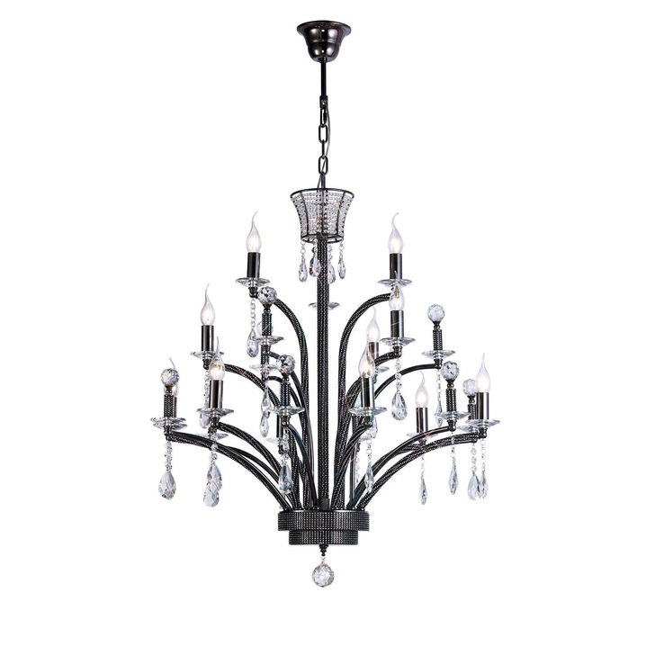 Diyas Orlando IL30481 Black Chrome 12 Light Crystal Chandelier