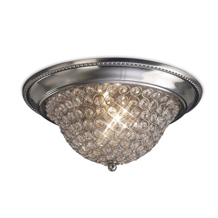 Diyas Paloma IL31134 Satin Nickel 2 Light Flush Crystal Ceiling Light