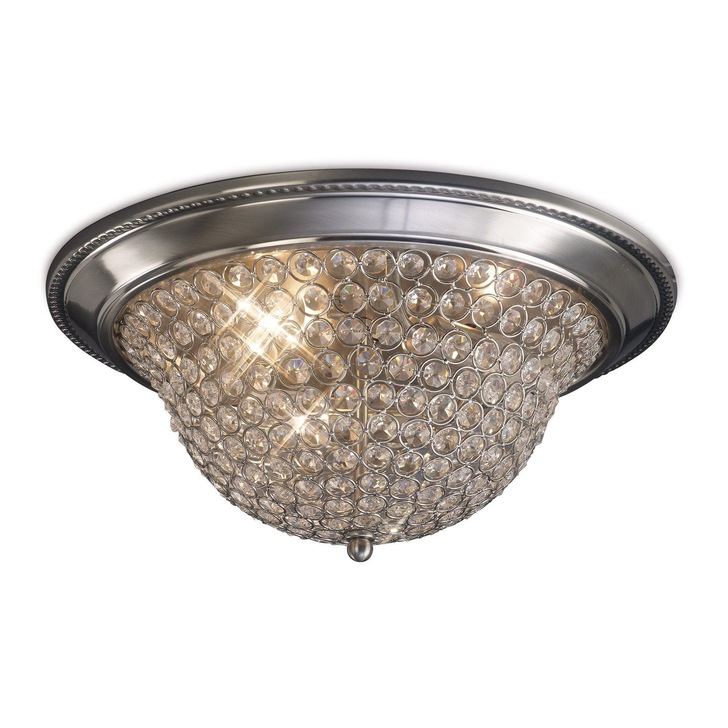 Diyas Paloma IL31135 Satin Nickel 3 Light Flush Crystal Ceiling Light