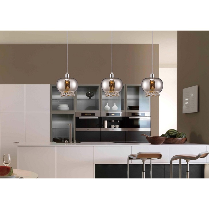 Diyas Pandora IL31602 Polished Chrome 3 Light Linear Bar Pendant