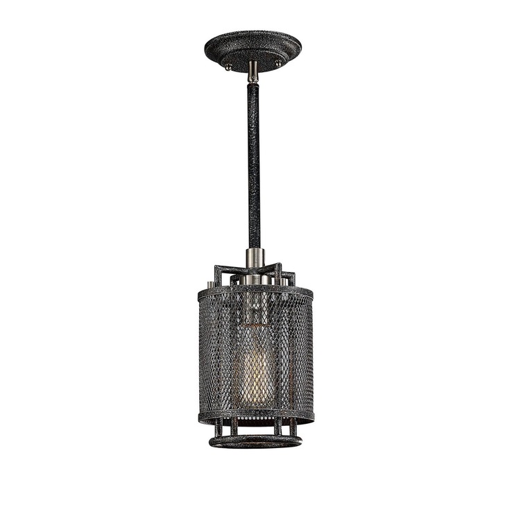 Diyas Parker IL31691 Weathered Zinc/Brushed Nickel Single Pendant