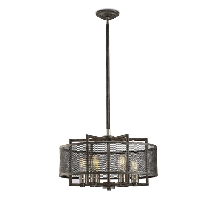 Diyas Parker IL31692 Weathered Zinc/Brushed Nickel 6 Light Pendant