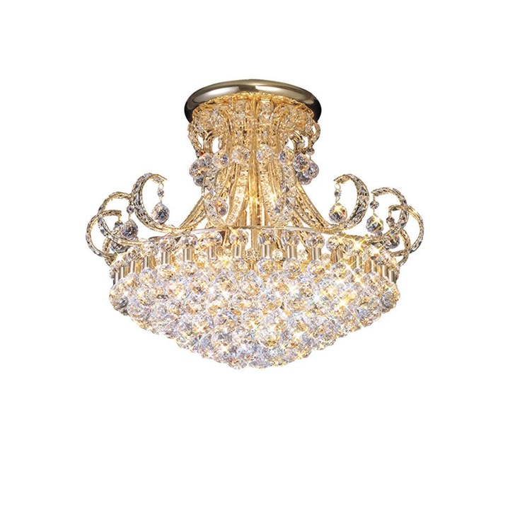 Diyas Pearl IL30007 French Gold 12 Light Semi Flush Crystal Ceiling Light