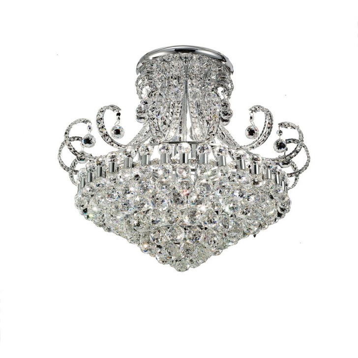 Diyas Pearl IL30027 Polished Chrome 12 Light Semi Flush Crystal Ceiling Light