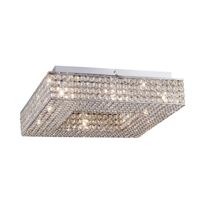 Diyas Piazza IL30432 Polished Chrome 8 Light Flush Crystal Ceiling Light