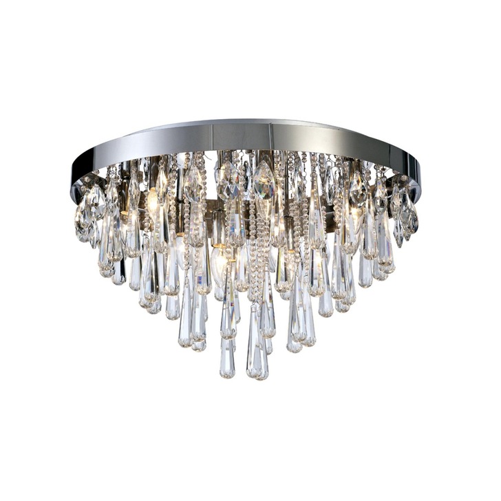 Diyas Sophia IL31432 Polished Chrome 8 Light Flush Crystal Ceiling Light