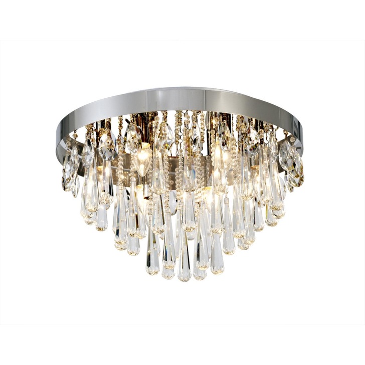 Diyas Sophia IL31433 Polished Chrome 10 Light Flush Crystal Ceiling Light