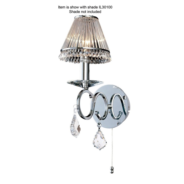 Diyas Torino IL30311 Polished Chrome 1 Light Crystal Wall Light