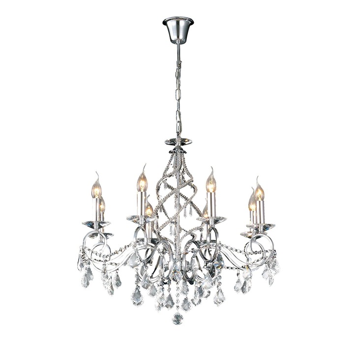 Diyas Torino IL30318 Polished Chrome 8 Light Crystal Chandelier