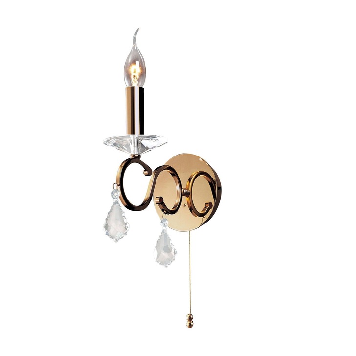 Diyas Torino IL30321 French Gold 1 Light Crystal Wall Light