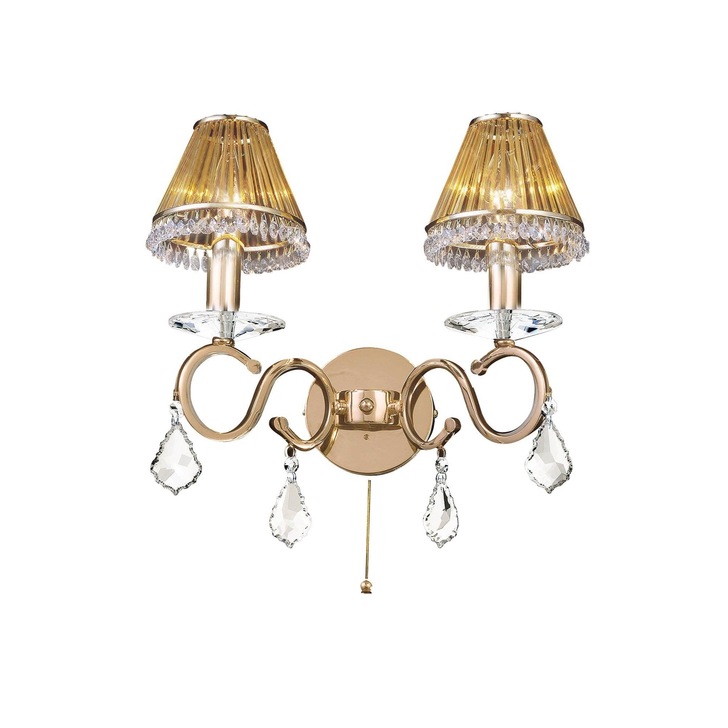 Diyas Torino IL30322 French Gold 2 Light Crystal Wall Light