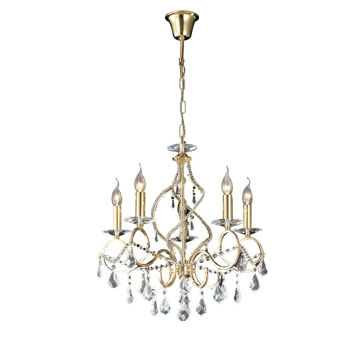 Diyas Torino IL30325 French Gold 5 Light Crystal Chandelier