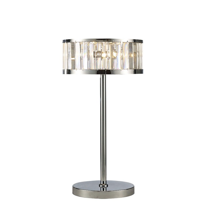 Diyas Torre IL30176 Polished Chrome 3 Light Crystal Table Lamp