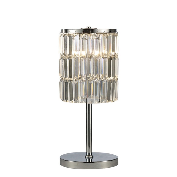 Diyas Torre IL30178 Polished Chrome 3 Light Crystal Table Lamp