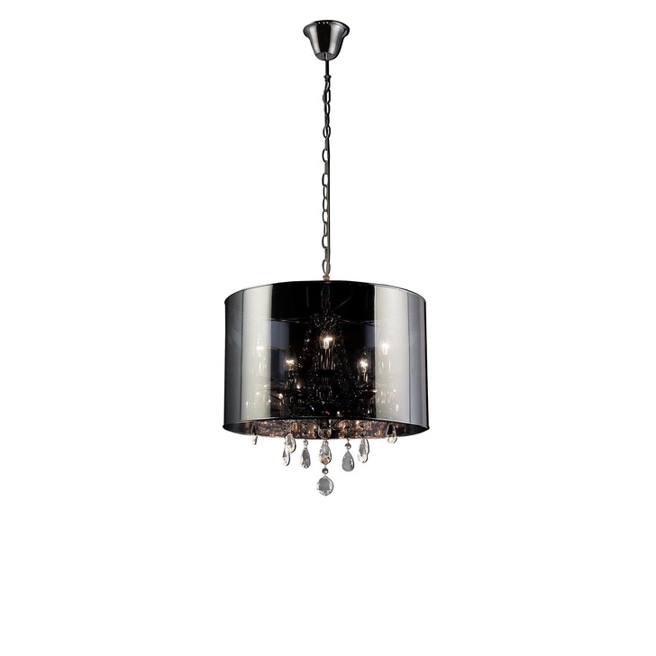 Diyas Trace IL30461 Polished Chrome 5 Light Crystal Pendant With Smoked Shade