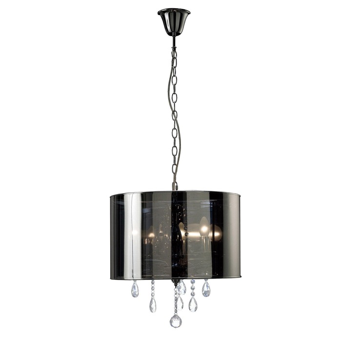 Diyas Trace IL30464 Polished Chrome 3 Light Crystal Pendant With Smoked Shade