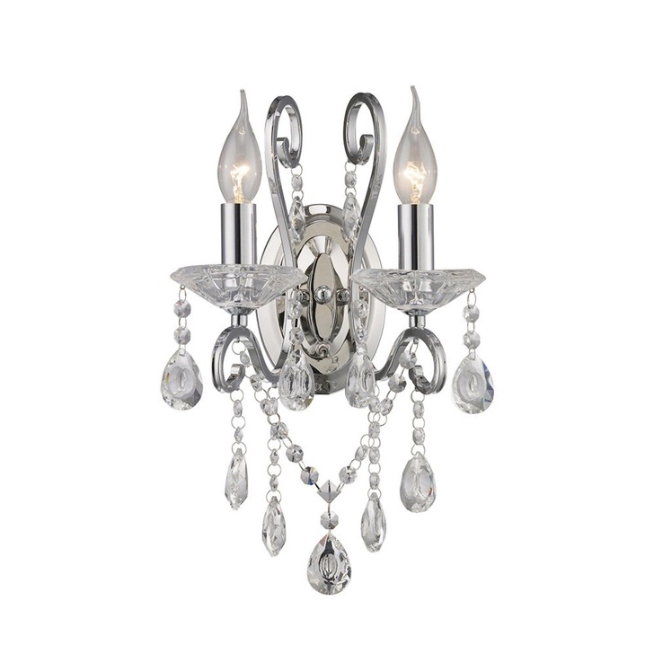 Diyas Vela IL31362 Polished Chrome 2 Light Crystal Wall Light