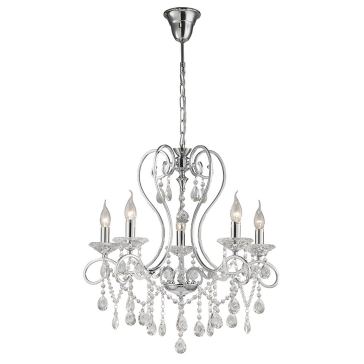 Diyas Vela IL31365 Polished Chrome 5 Light Crystal Chandelier