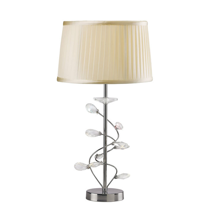 Diyas Willow IL31210/CR Polished Chrome/Crystal Table Lamp Complete With Cream Shade