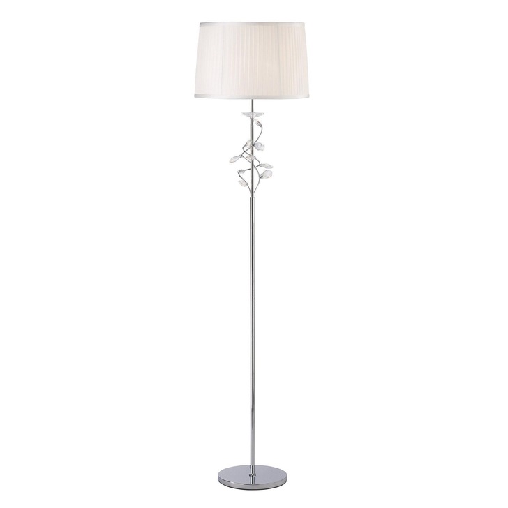 Diyas Willow IL31214 Polished Chrome Crystal Floor Lamp Complete With White Shade