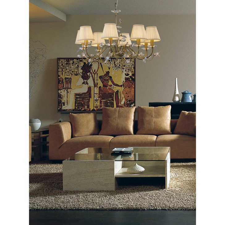 Diyas Willow IL31228 Antique Brass 8 Light Crystal Chandelier - Fitting Only
