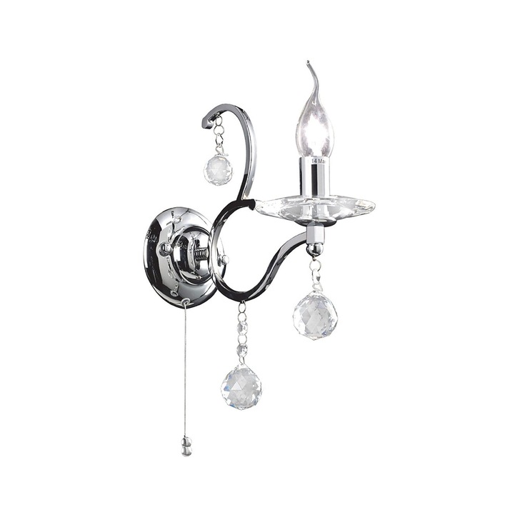 Diyas Zinta IL30121 Polished Chrome 1 Light Crystal Wall Light