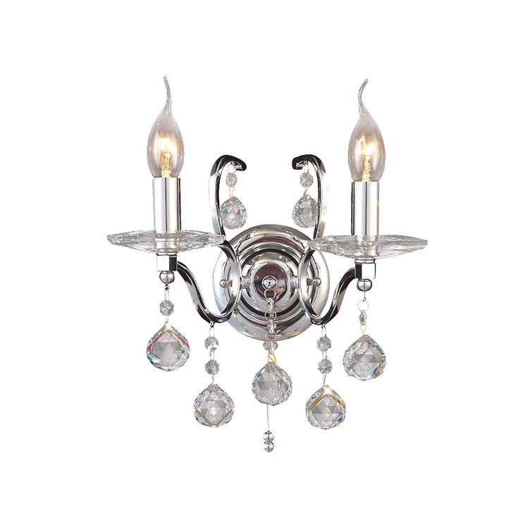 Diyas Zinta IL30122 Polished Chrome 2 Light Crystal Wall Light