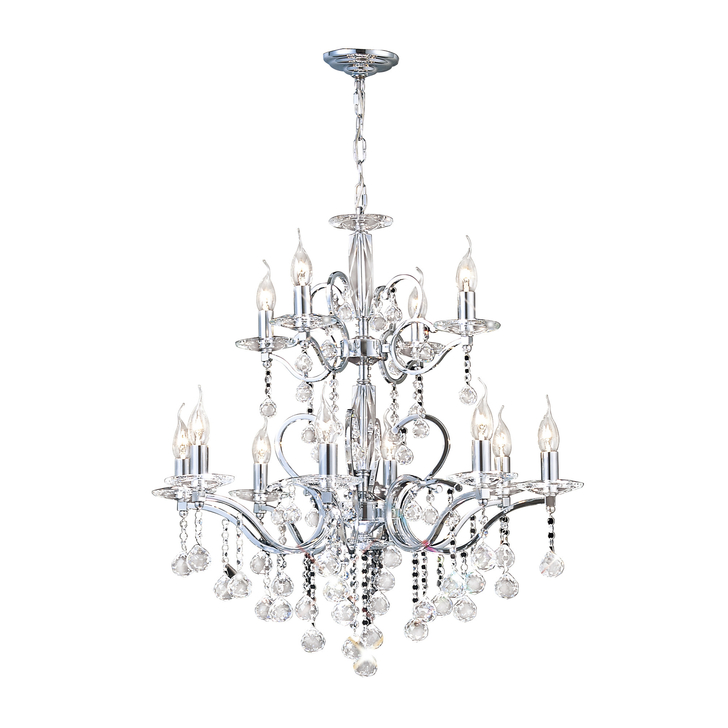 Diyas Zinta IL30128+4 Polished Chrome 12 Light Crystal Chandelier