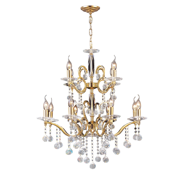 Diyas Zinta IL30228+4 French Gold 12 Light Crystal Chandelier