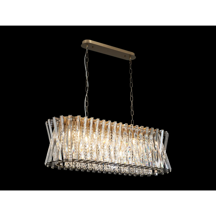 Efal 1M Oval Antique Brass/Clear Crystal Island Pendant Light
