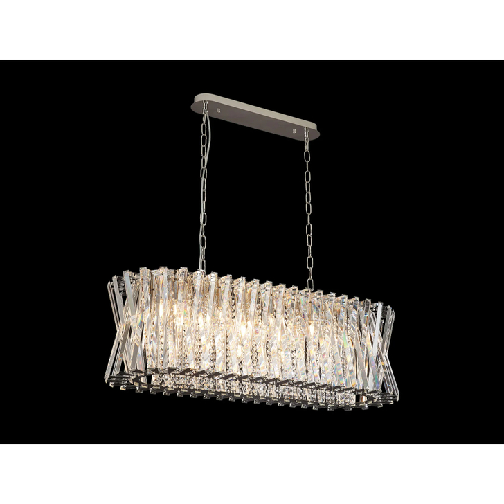 Efal 1M Oval Polished Nickel/Clear Crystal Island Pendant Light