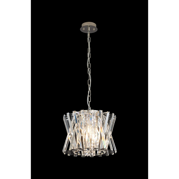 Efal 34cm Polished Nickel/Clear Crystal Round 4 Light Pendant