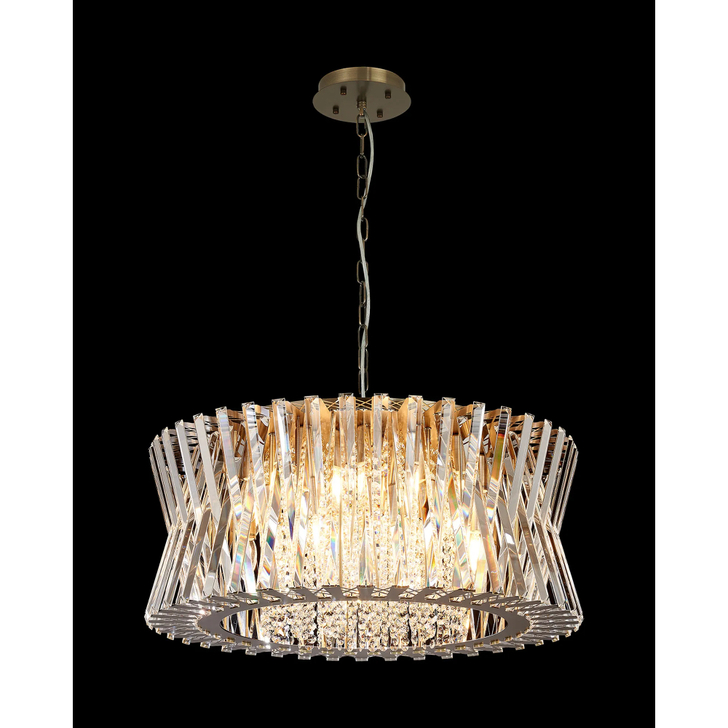 Efal 70cm Antique Brass/Clear Crystal Round Extra Large 18 Light Pendant