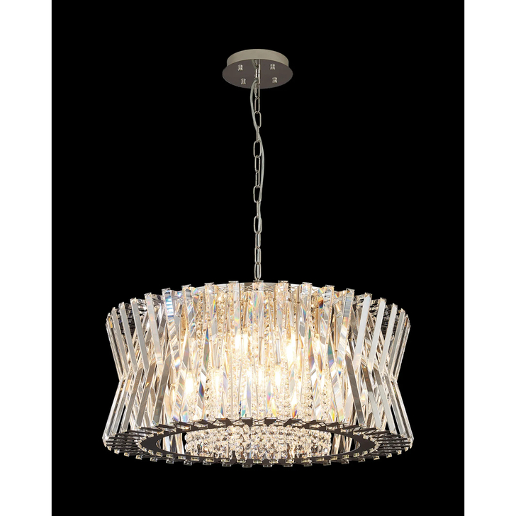 Efal 70cm Polished Nickel/Clear Crystal Round Extra Large 18 Light Pendant