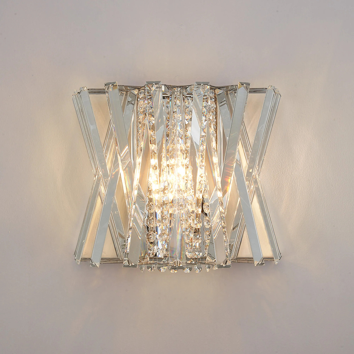 Efal Polished Nickel/Clear 2 Light Crystal Wall Light