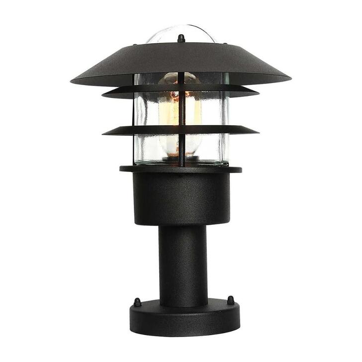 Elstead Helsingor Black Pedestal Light With Clear Glass- IP44 - Coastal Suitable
