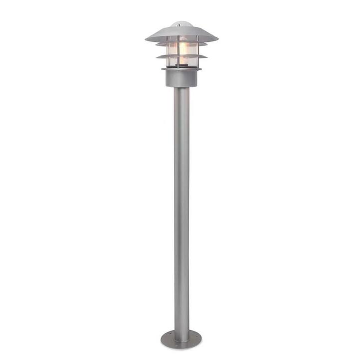 Elstead Helsingor Silver Bollard Light With Clear Glass- IP44 - Coastal Suitable