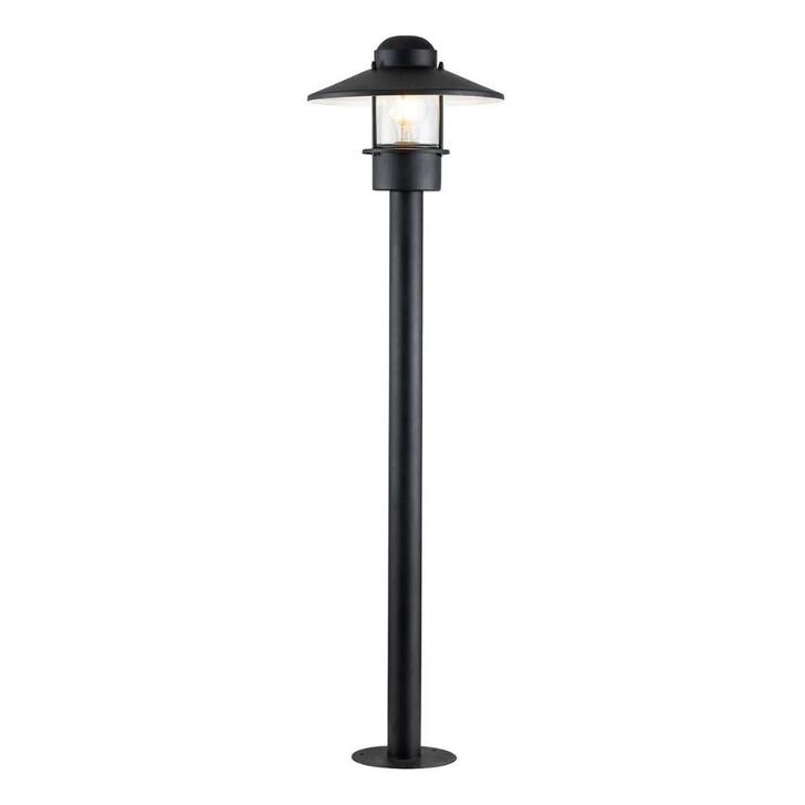 Elstead Klampenborg Black Outdoor Bollard Light With Clear Glass - IP44 - Coastal Suitable