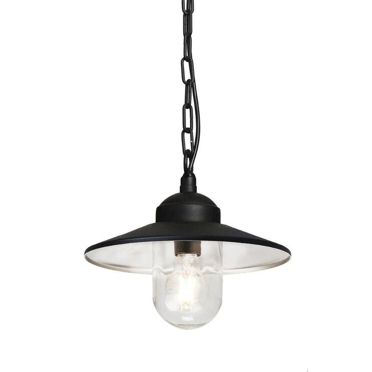 Elstead Klampenborg Black Outdoor Pendant Light With Clear Glass - IP44 - Coastal Suitable